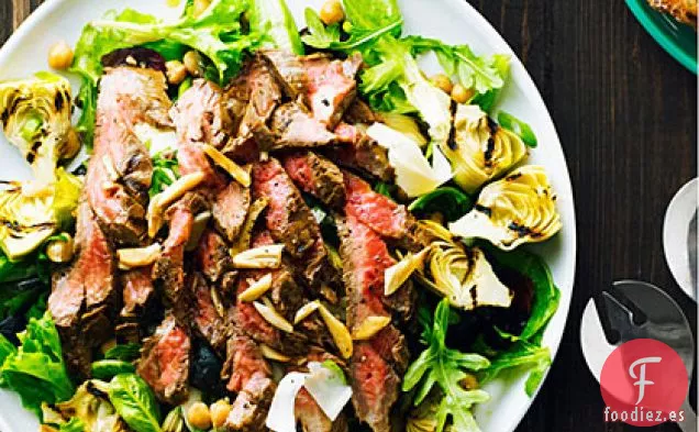 Ensalada de Carne con Ajo con Garbanzos y Alcachofas