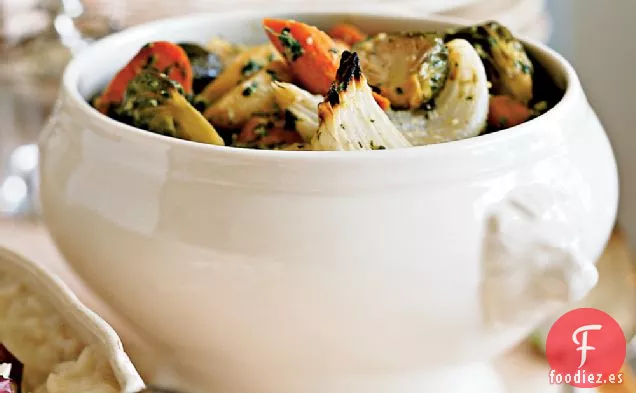 Tubérculos Asados con Pesto de Nuez