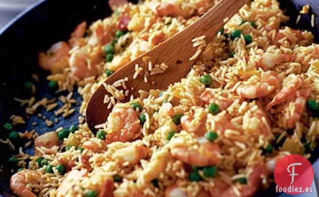 Arroz especiado con gambas