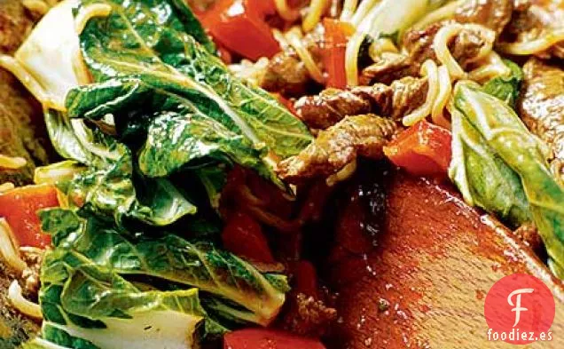 cena de carne y fideos de 10 minutos