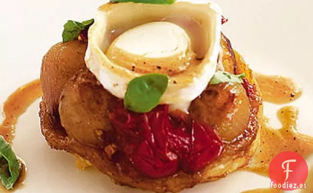 Tatins de chalota con queso de cabra