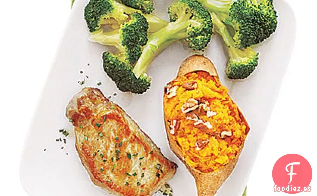 Batatas dos veces al Horno con Chuletas de Cerdo