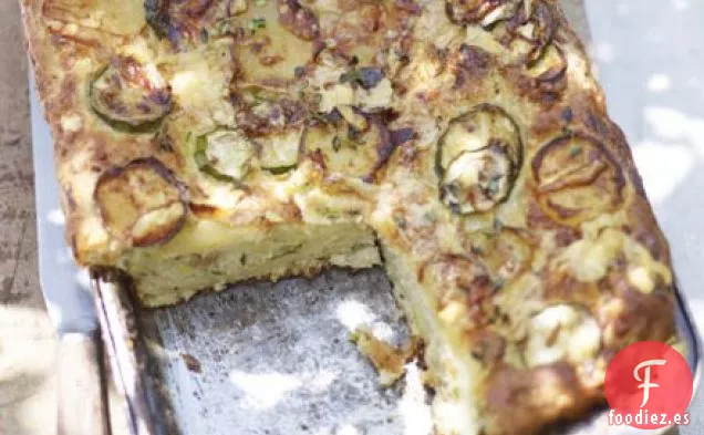 Pan de calabacín, patata y queso cheddar