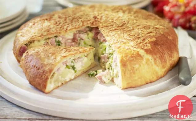 Pan relleno de jamón, patata y queso