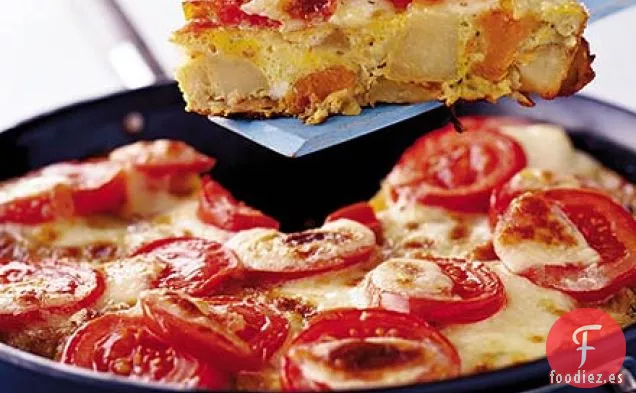 Tortilla de patata mezclada y mozzarella