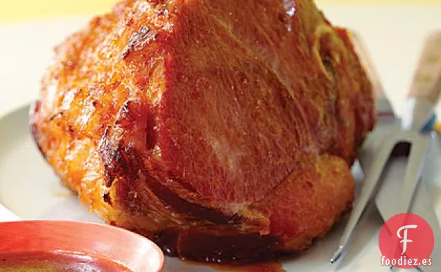 Jamón al Horno con Glaseado Pegajoso de Especias y Limón Meyer