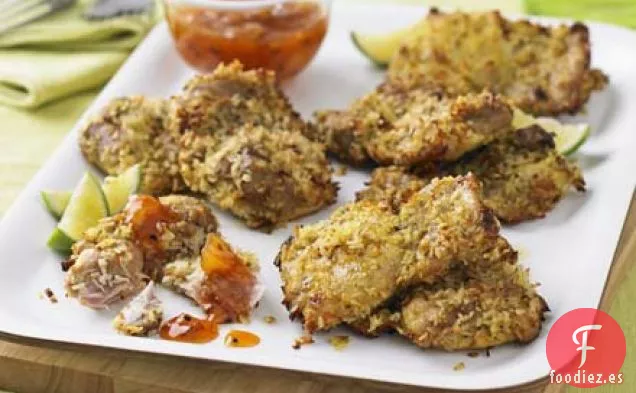 Pollo a la lima con costra de coco