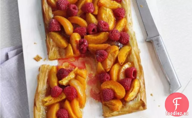 Tarta de albaricoque y frambuesa