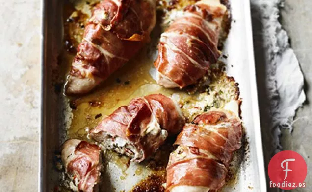 Pollo relleno de queso de cabra y estragón