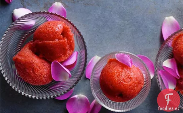 Sorbete de fresa y rosa