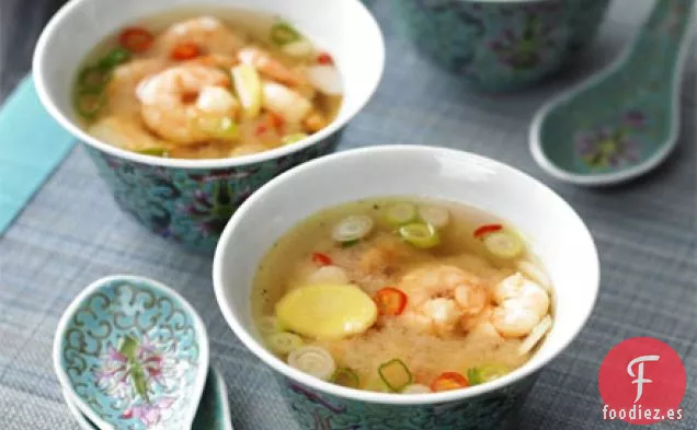 Caldo agridulce con gambas