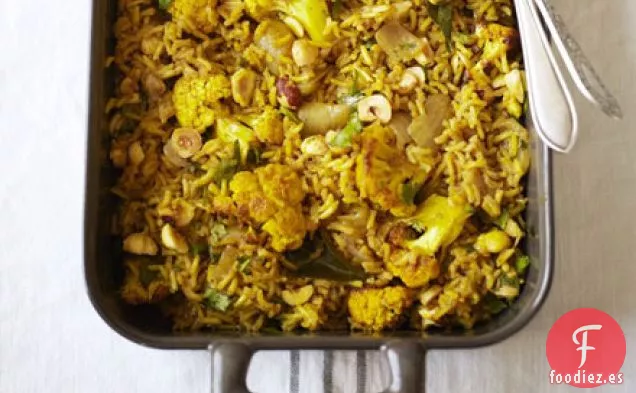 Pilaf de coliflor y avellana asado