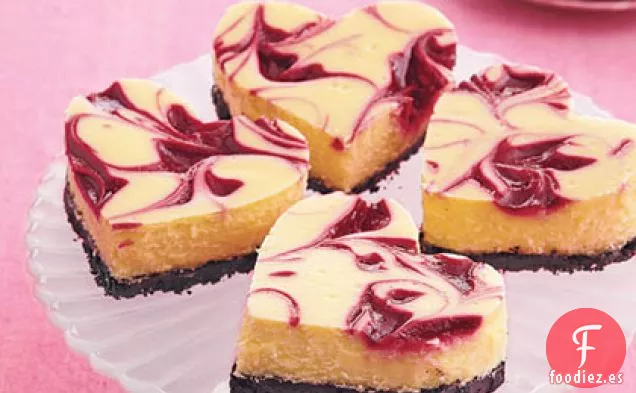 Barras de Tarta de Queso con Chocolate Blanco y Frambuesa