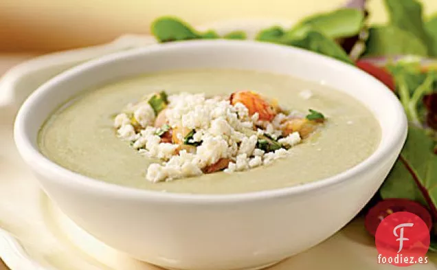 Sopa de Aguacate con Salsa de Cítricos y Camarones