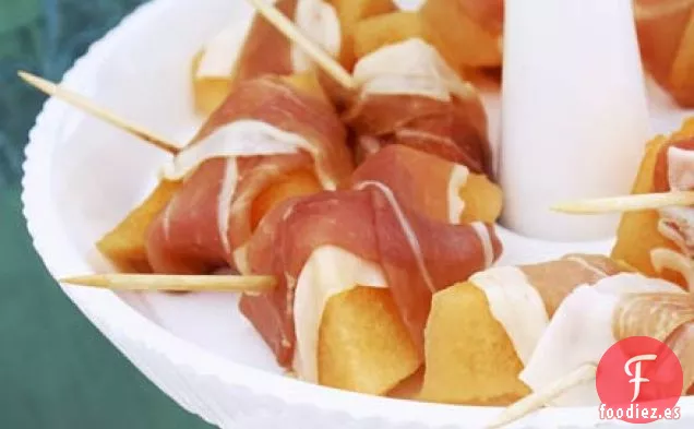 Brochetas de melón y jamón