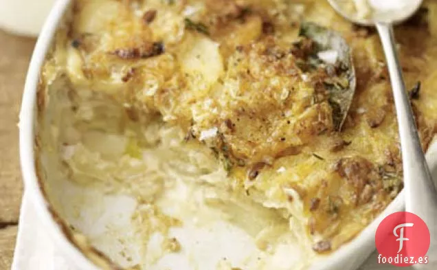 Gratinado cremoso de patata y chalota