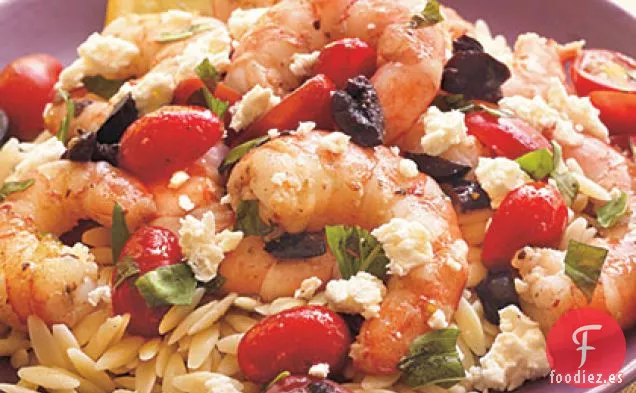 Salteado de Camarones al Estilo Griego