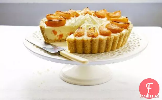 Tarta de queso de albaricoque y chocolate blanco