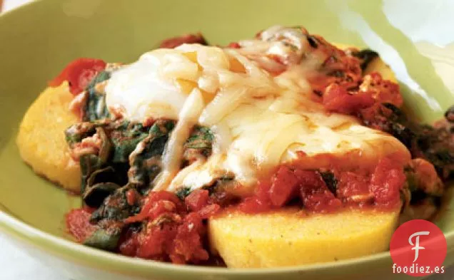 Huevos italianos sobre Espinacas y Polenta