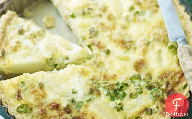 Patata nueva, cebolleta y quiche de cheddar Montgomery