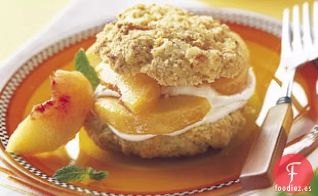 Tortitas de Melocotón y Crema con Harina de Maíz y Galletas de Naranja