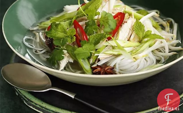 Sopa asiática de fideos y pavo