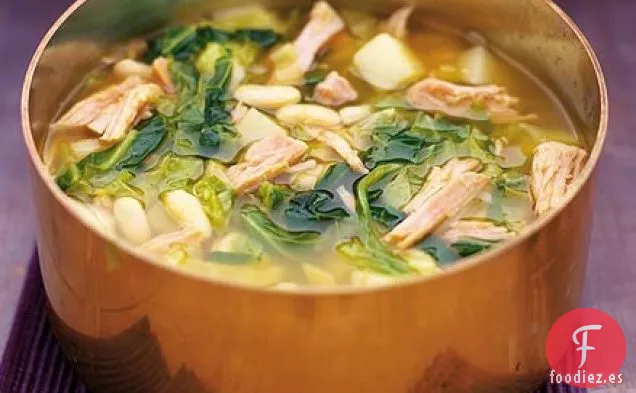 Verduras de primavera y sopa de gammon