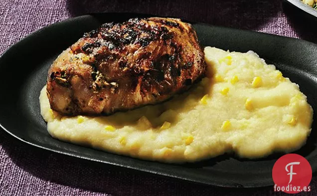 Pollo a la Mostaza a la Parrilla con Polenta de Maíz Fresco