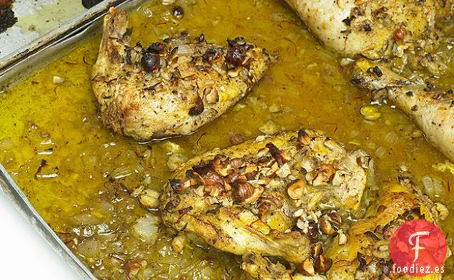 Pollo Asado con Azafrán, Avellanas y Miel