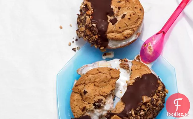 Sándwiches de Helado de Plátano y Chispas de Chocolate