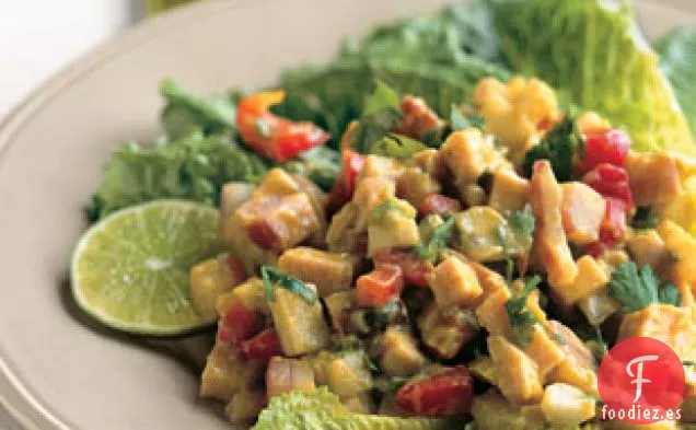 Ensalada De Pavo Picada Con Aderezo De Aguacate Picante