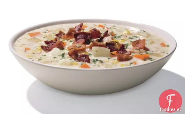 Sopa de Almejas y Maíz de Nueva Inglaterra con Hierbas