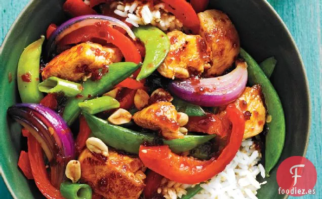 Salteado de Verduras y Pollo Dulce y Picante