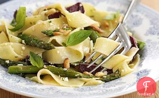 Pasta de verduras asadas con pesto de Cheshire