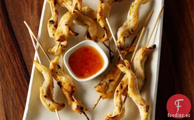 Brochetas de pollo tailandesas