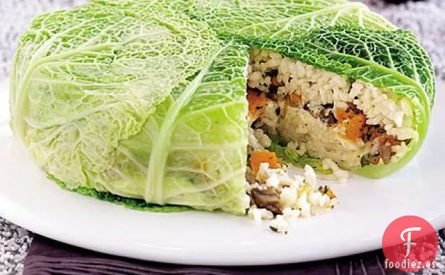 Pastel cremoso en capas de risotto