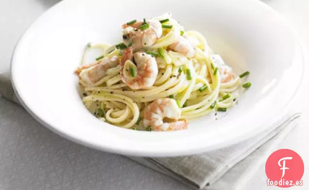 Linguine cremoso con gambas