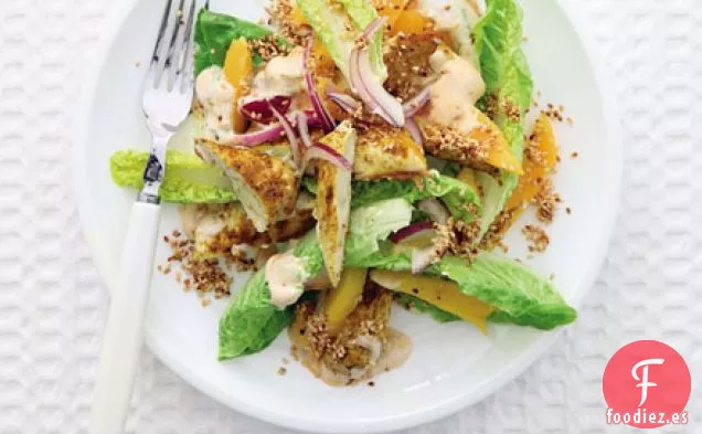 Ensalada de pollo al curry y mango