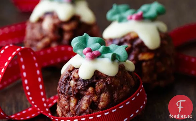 Pasteles de Krispie de Arroz con pudín de Navidad