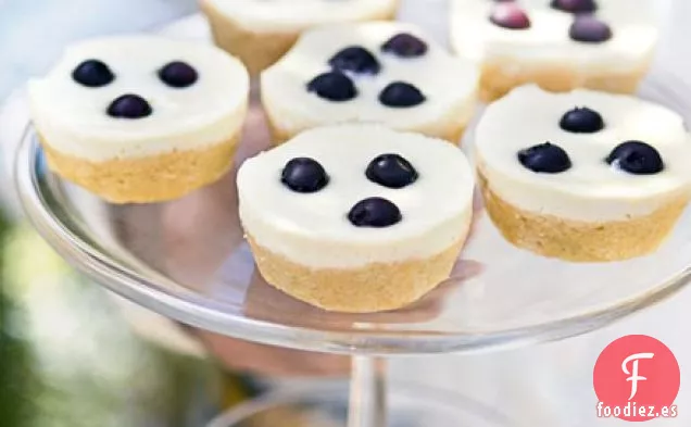 Pasteles de limón y arándanos con cobertura de tarta de queso