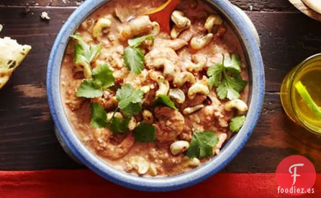 Gambas aromáticas y curry de anacardo