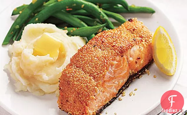 Salmón con Costra de Sésamo A La Brasa