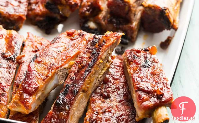 Costillas de Cerdo a la Barbacoa Clásicas con Salsa de Barbacoa de Tocino Ahumado