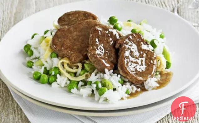 Filete de cerdo al estilo chino con arroz frito