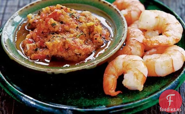 Gambas con salsa Romesco