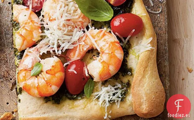 Pizza de Pesto de Camarones