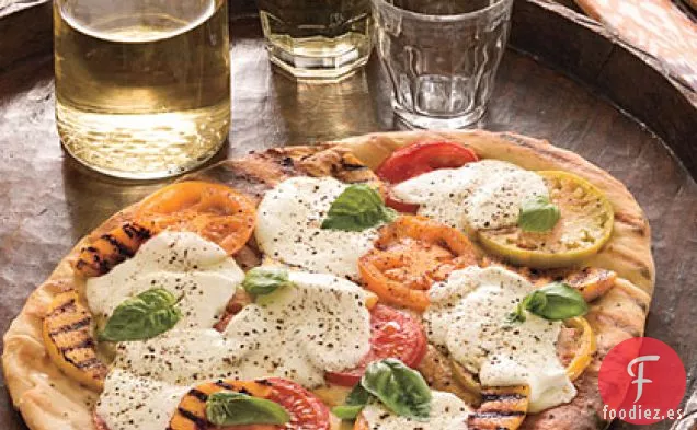 Pizza de Tomate y Melocotón a la Parrilla