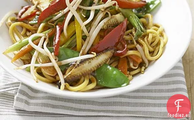 Fideos con verduras salteadas de chile