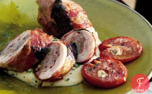 Ballottines de pollo con salvia y panceta