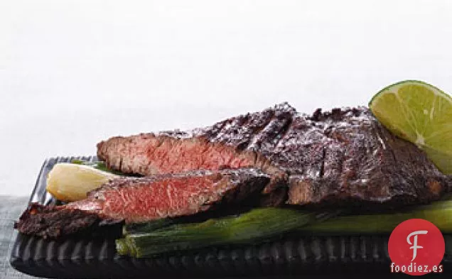 Falda de Carne Salteada con Cebolletas Estofadas